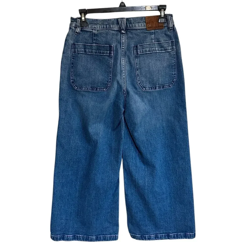 Point Sur Wide Leg Cropped Jeans Size 28 High Rise Blue Denim